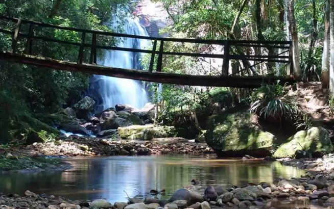 Cachoeira do Lajeado waterfall, a refreshing natural beauty near Santo Antonio do Pinhal, perfect for exploring the Ribeira Valley