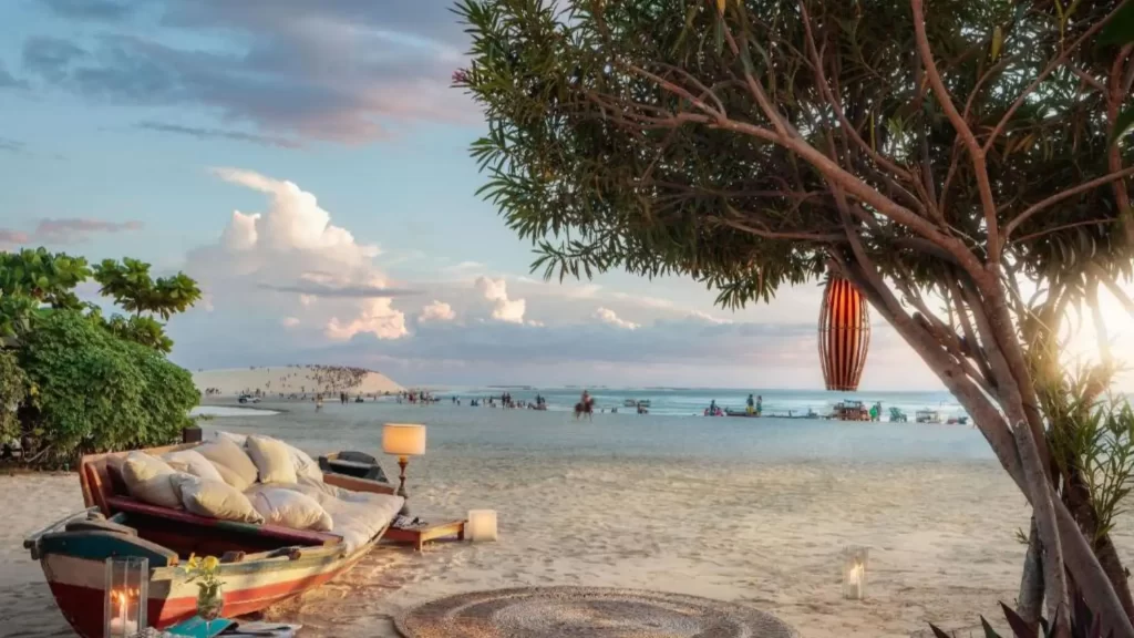 Beach chairs facing the sea at Jericoacoara – relaxing moment at one of the best beaches in Northeast Brazil