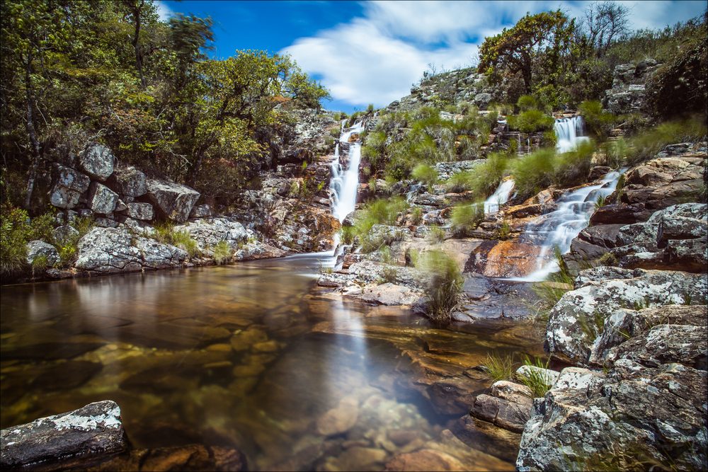 São Francisco waterfall in Serra da Canastra National Park, a highlight for rural tourism in Minas Gerais.
