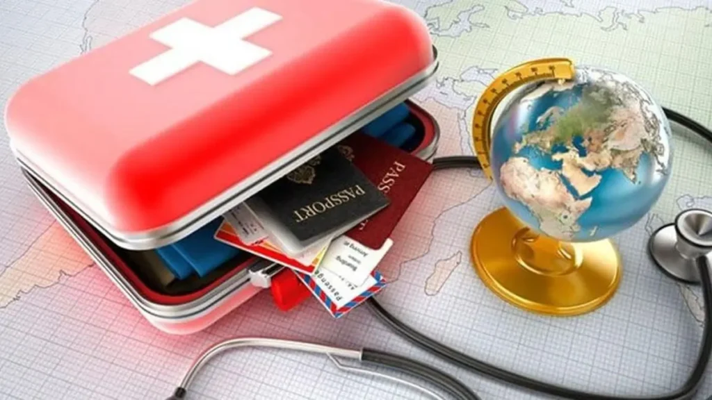 Travel documents, passport, and boarding pass organized on a table, ready for a trip to Brazil.