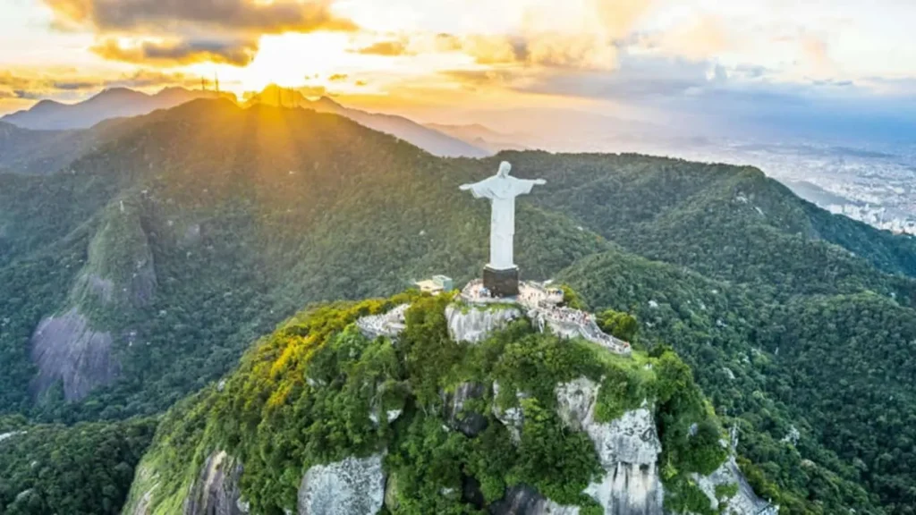 Aerial view of Christ the Redeemer in Rio de Janeiro – iconic landmark on a 5-day Rio de Janeiro itinerary